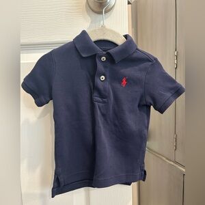 LIKE NEW! Ralph Lauren Toddler Navy Polo Shirt with Red Logo. 12 months.